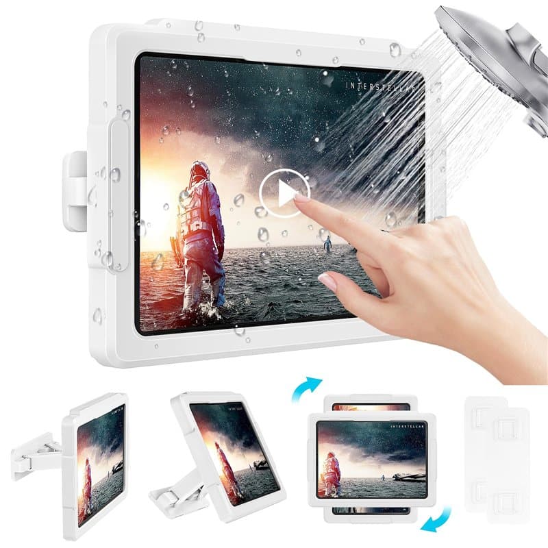 MoKo Support de Tablette, Support d'iPad Extensible Rotation à 360°, Support de Douche Étanche avec Écran Tactile Anti-buée, 2 M