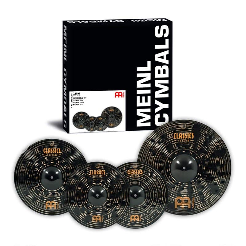 Meinl Cymbals Classics Custom Dark Ensemble de Cymbales avec Hihat 14", Crash 16" et Ride 20" pour Batterie – B12 Bronze, Finiti