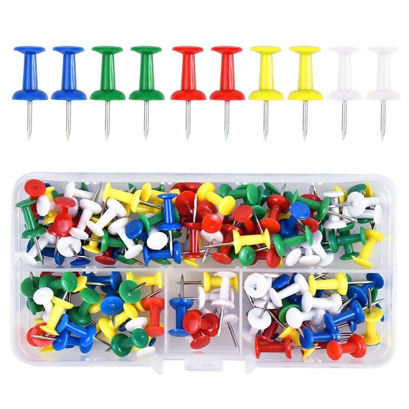 Fodlon 100 Pièces Multicolores Punaises, Punaises Décoratives Multicolores, Punaises à tête en Plastique pour Tableau d'affichag