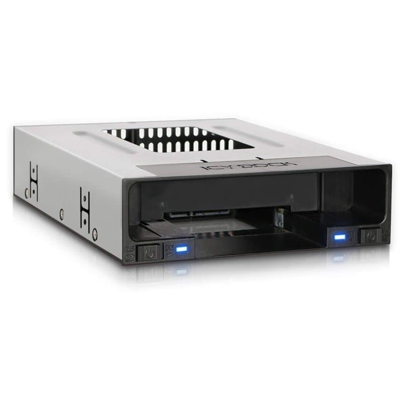 ICY DOCK Station d'accueil Rack Hot swappour 1 SSD / HDD 2,5" SATA et 1 Disque Dur HDD 3,5" SATA /SAS sans Plateau pour Baie de