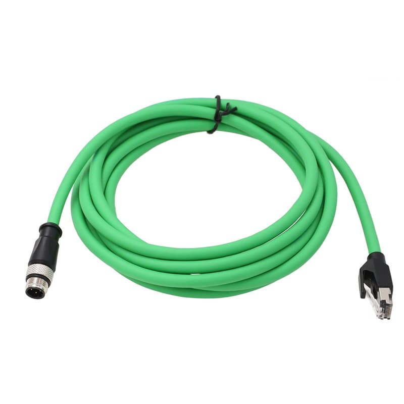HangTon Câble réseau M12 4 broches D-code mâle vers RJ45 Ethernet Cat5e pour système de vision industrielle PoE automatisation h
