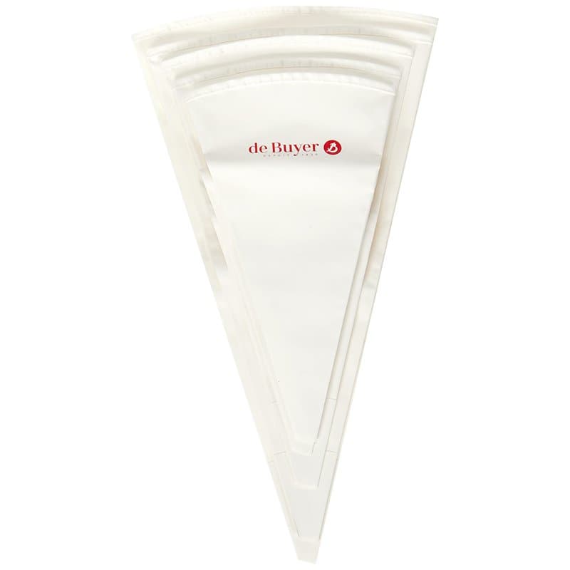 De Buyer - Lot : 5 poches pâtissières en coton revêtu - Longueur 30, 35, 40, 45 et 50 cm -, Blanc