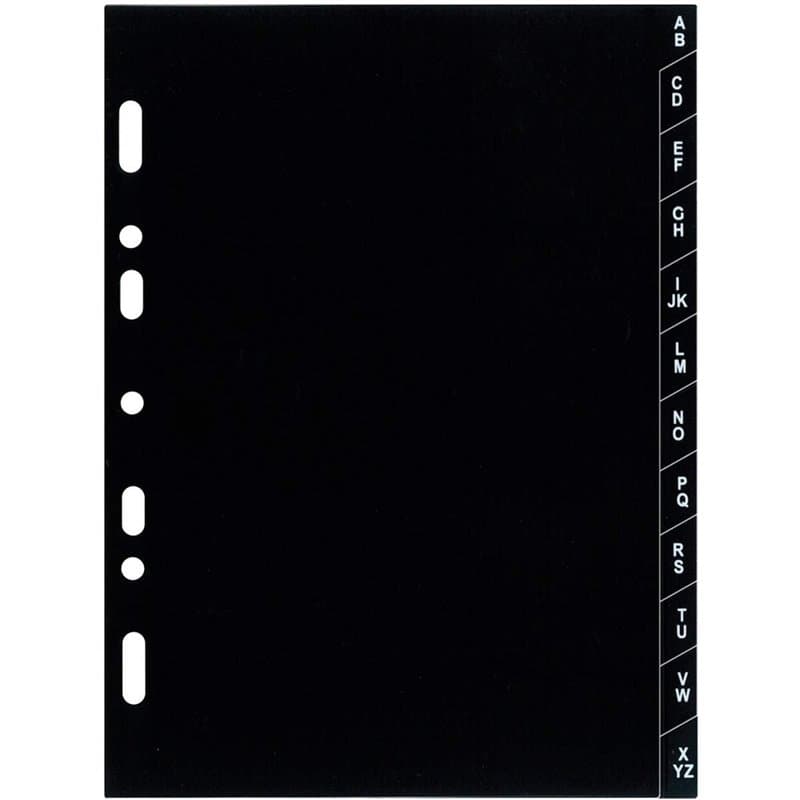Exacompta - 18223E - Recharge intercalaires alphabétiques A-Z pour Organiseur Exatime 17 - 12 feuillets en plastique noir