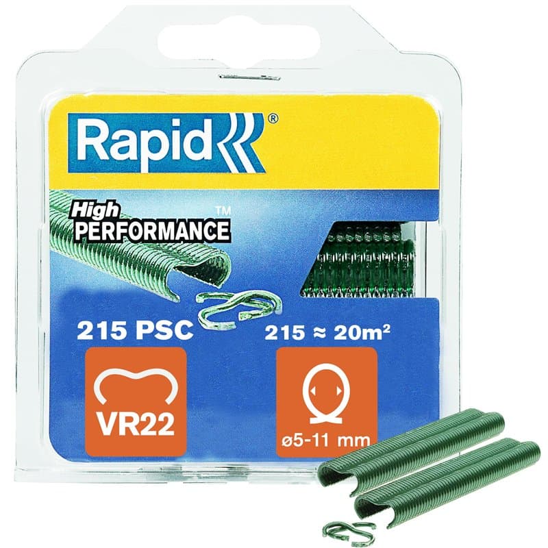 Rapid VR22 - Agrafes à Grillage en Acier Galvanisé, Plastifié Vert, Compatible avec les Grillages 5-11 mm, Idéal pour Sécuriser