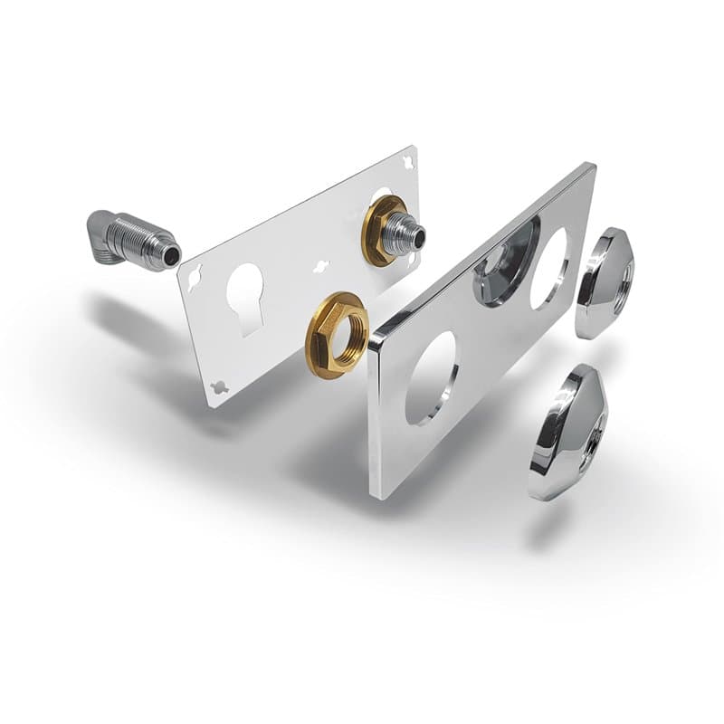 FIXSYSTEM Kit platine de sortie cloison alimentation mâle 15x21 (1/2) - sorties mâle 12x17 (3/8) pour robinet Lavabo/Evier - Ins