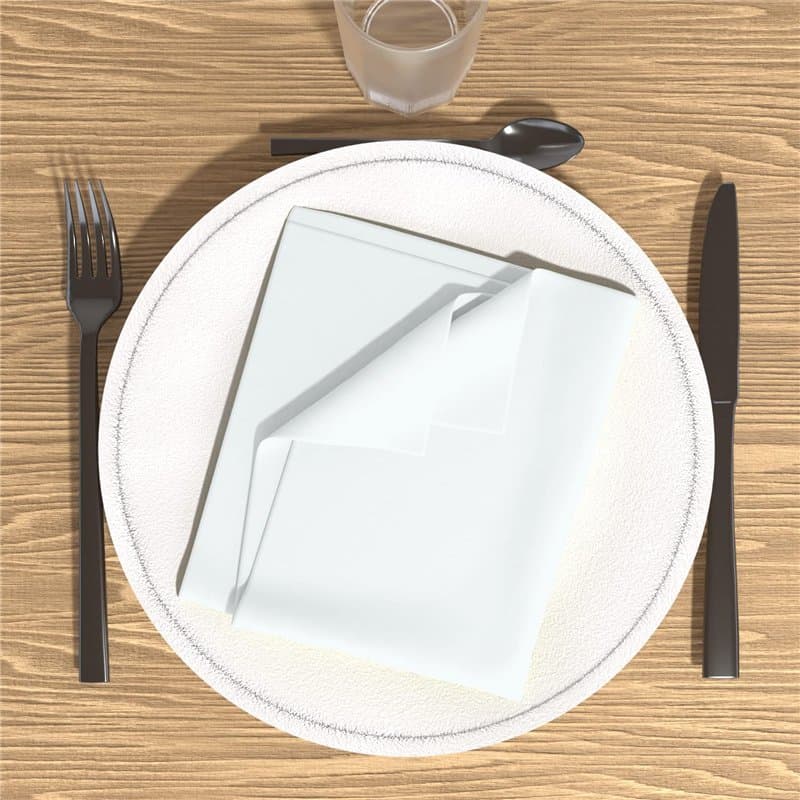 Soleil d'ocre, Alix Lot de 3 Serviettes de table, Polyester, Blanc, 40x40 cm