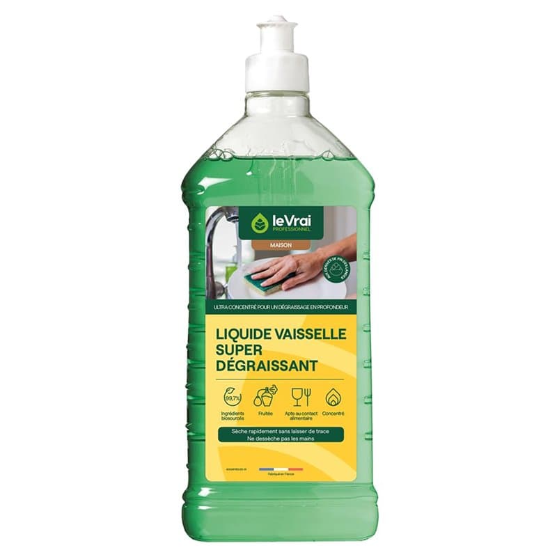 LE VRAI PROFESSIONNEL - Liquide Vaisselle Super Dégraissant - Élimine Graisses et Résidus - Ecologique - Parfum Fruité - Fabrica