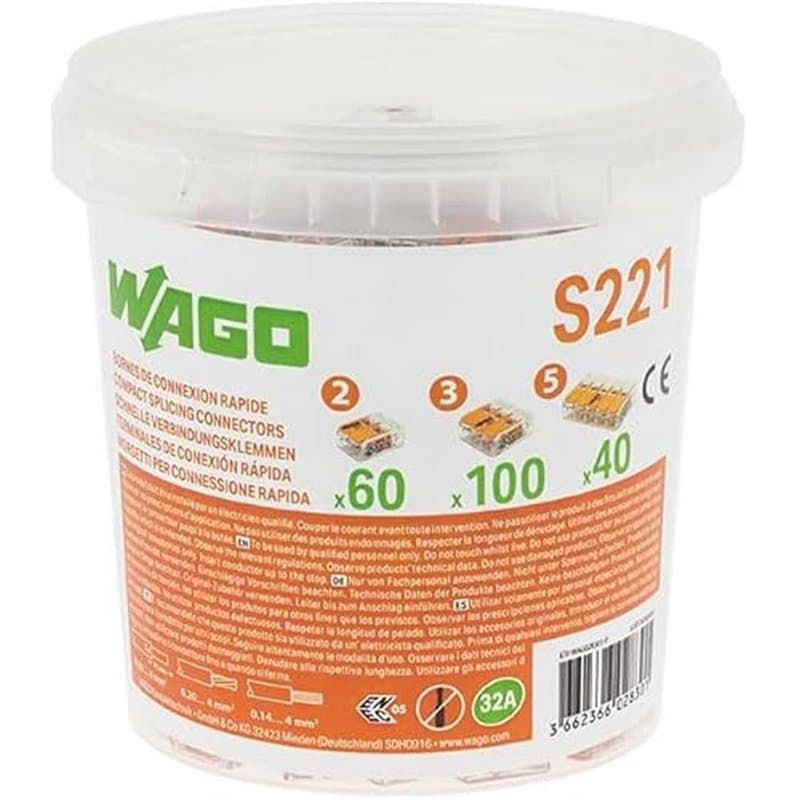 Wago Seau de 200 bornes de connexion automatique S221 2,3 et 5 entrées