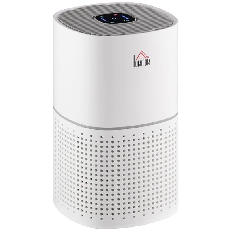 HOMCOM Purificateur d'air HEPA, Ioniseur, CADR 225m³/h mode de veille silencieux 50W minuterie 4 vitesses - dim. 22L x 22l x 36H