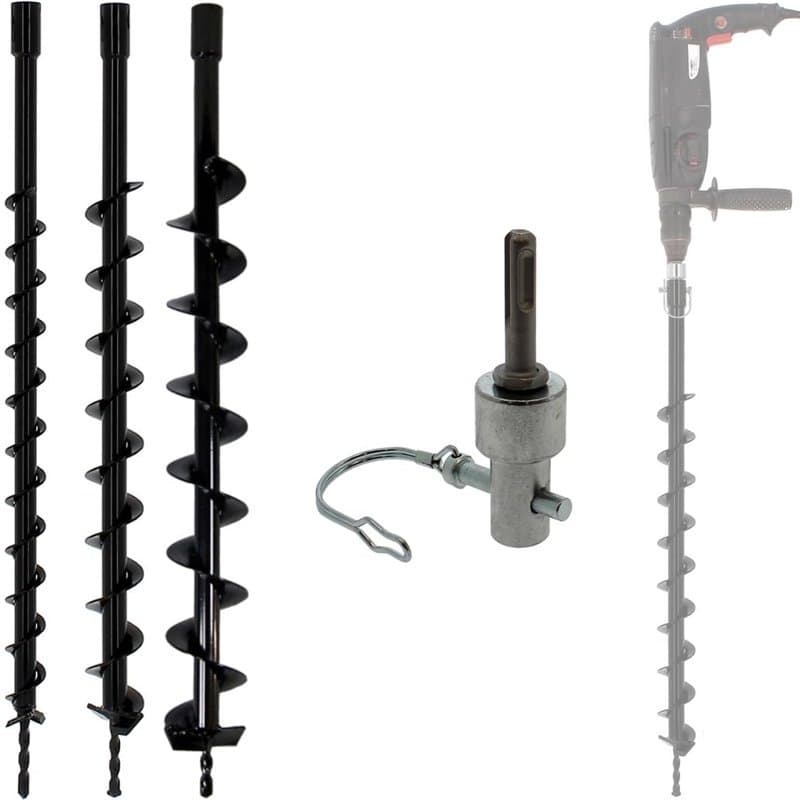 Lot de mèches de tarière Ø 40, 60 et 80 mm avec adaptateur pour perceuse et perforateur SDS-plus