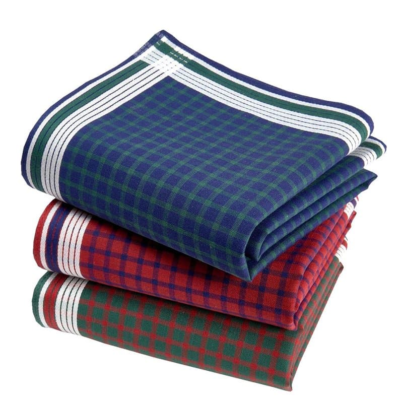 Mouchoirs Tissu Homme Premium 100% Coton Peigné - 45cm x 45cm - 3 Pièces - Modèle A15