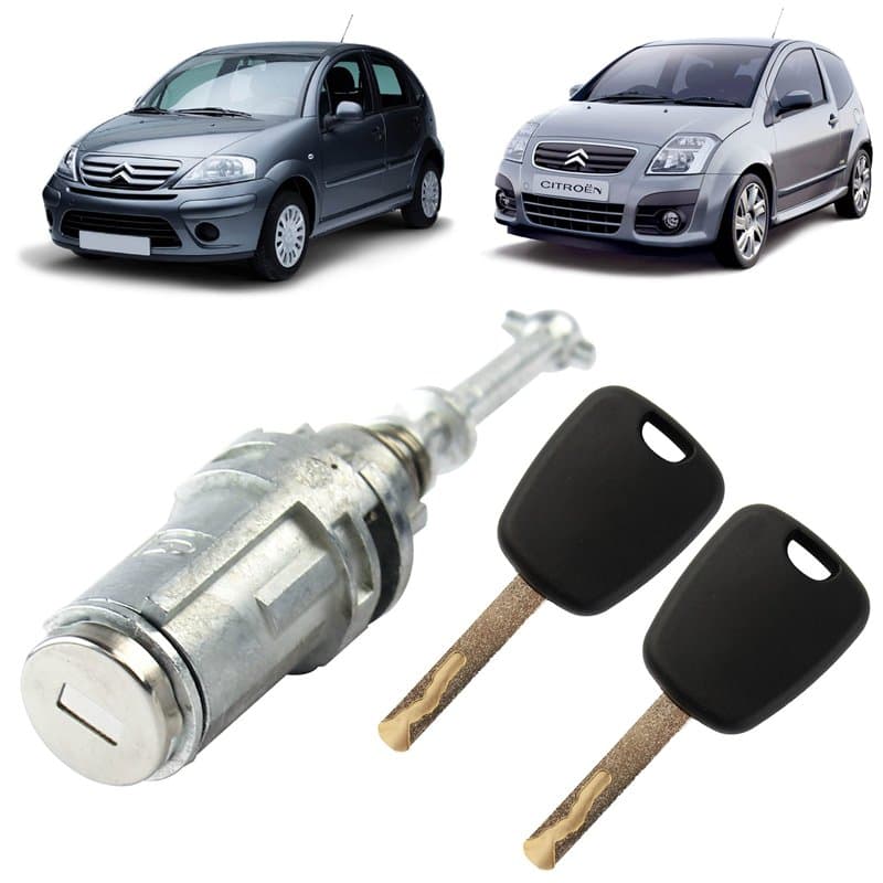Serrure de porte compatible pour Citroen C2, C3 et C3 Pluriel (2002-2011) avant gauche (conducteur) Barillet de porte avec doubl