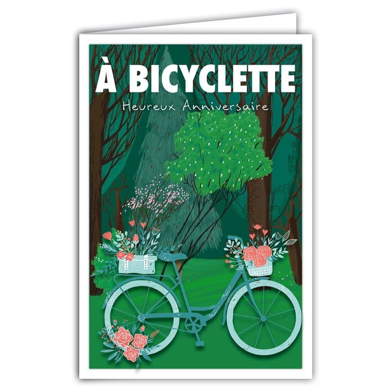 AFIE 69-4301 Carte Heureux Anniversaire - Enveloppe - pour Jeune Fille ou Femme - Mini Posters Format 17x11,5cm - Vélo Fleurs Fo