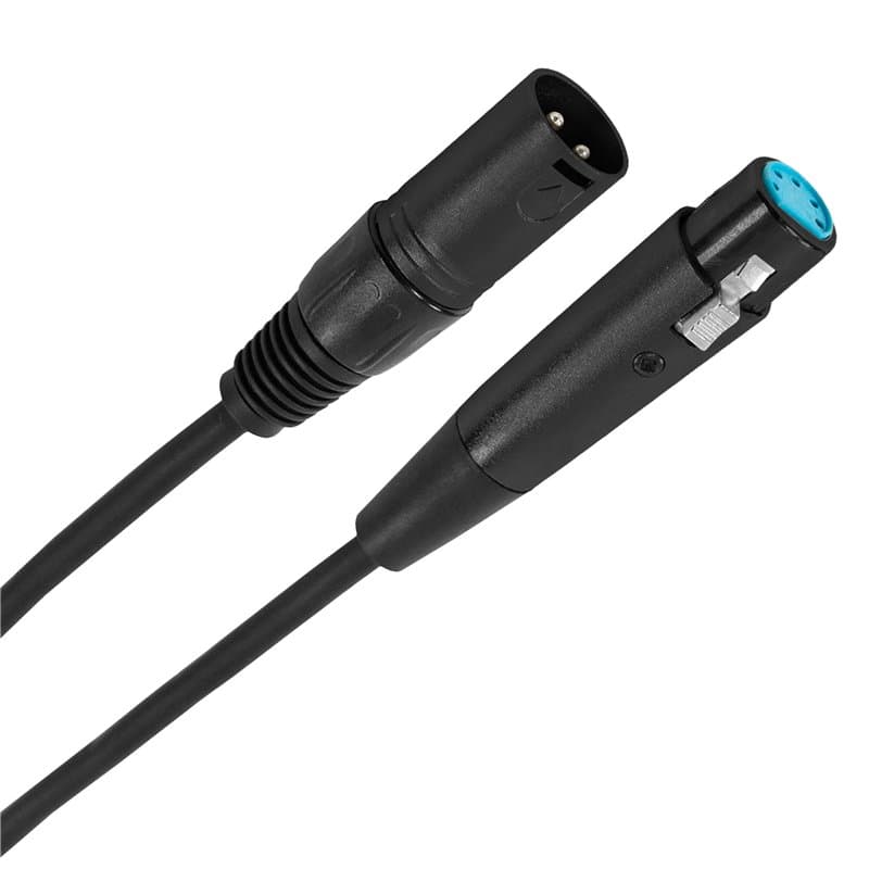 Plugger Adaptateur DMX XLR mâle 3 broches vers XLR femelle 5 broches. Longueur 30 cm. Signal symétrique + masse spécial DMX. Con