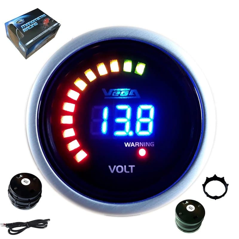 VEGA Manomètre Voltmètre 8 à 18V affichage numérique et leds 52 mm marque Française