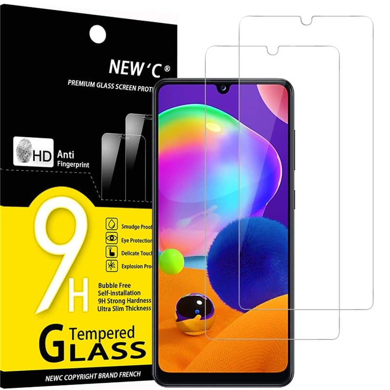 NEW'C Lot de 2, Verre Trempé pour Samsung Galaxy A31, Film Protection écran efficace contre les Rayures - sans Bulles - Ultra Ré