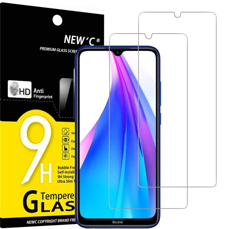 NEW'C Lot de 2, Verre Trempé pour Xiaomi Redmi Note 8T, Film Protection écran efficace contre les Rayures - sans Bulles - Ultra