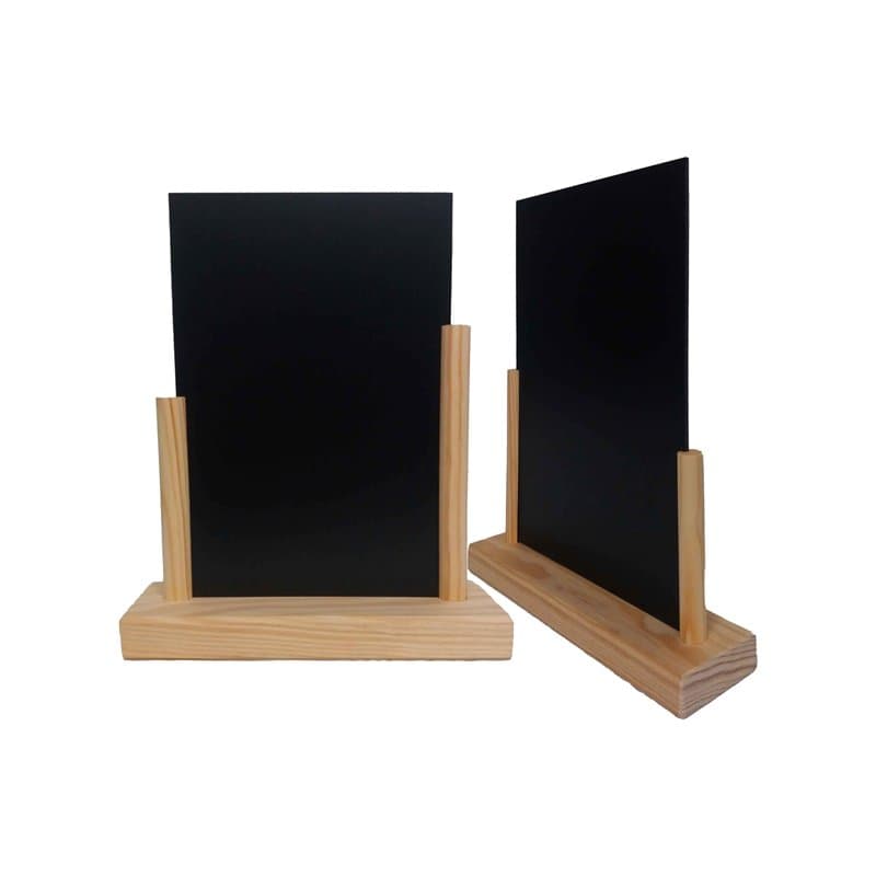 Porte menu de table en bois brut avec ardoise format A5 - Lot de 2 - Fabrication française