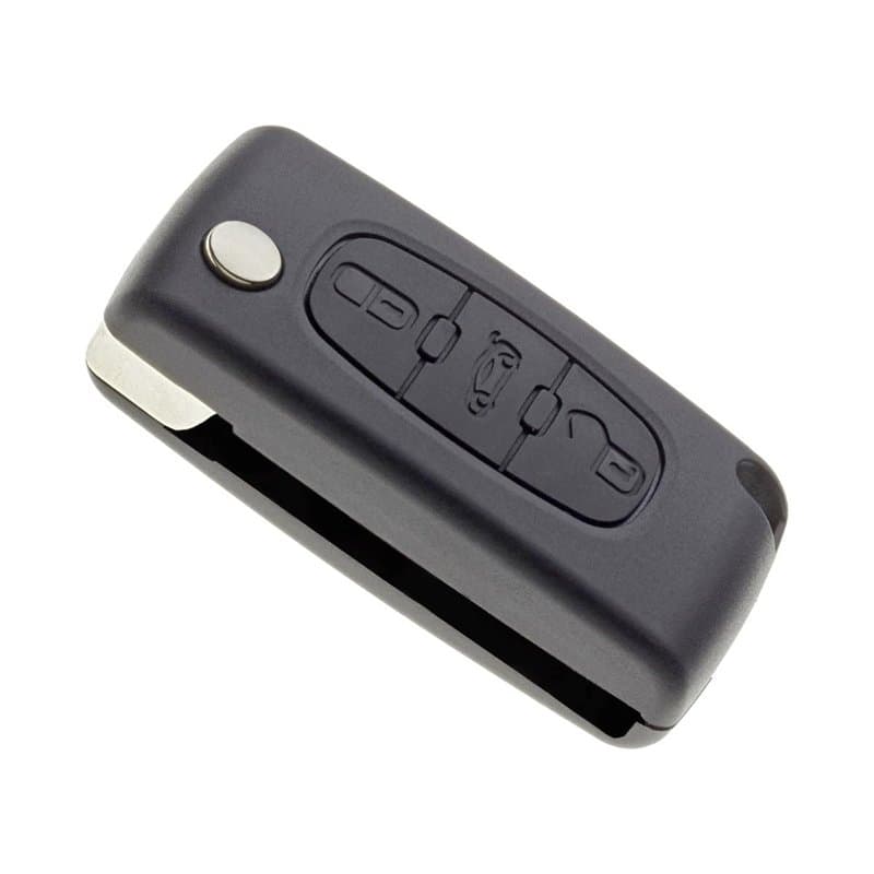 Jongo® CE0523 Coque de Clé Pliable 3 Boutons Compatible Peugeot 207, 308, 407, Citroën C5, Jumpy 3 | sans Lame | avec Goupille F