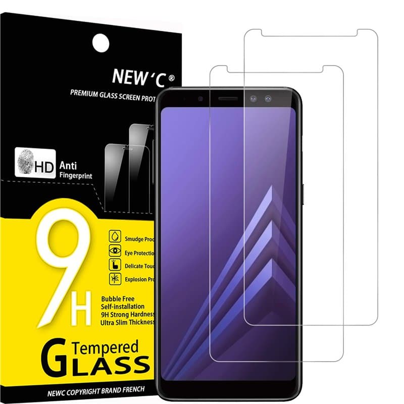 NEW'C Lot de 2, Verre Trempé pour Samsung Galaxy A8 (2018) Film Protection écran sans Bulles d'air Ultra Résistant (0,33mm HD Ul