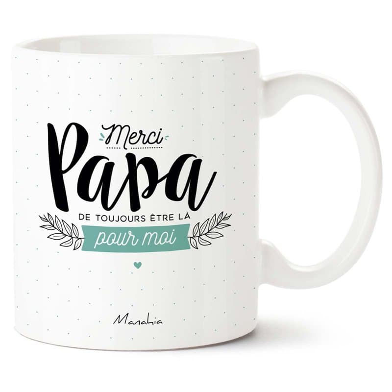 Manahia Mug Cadeau Papa Tasse Personnalisée - Merci papa de toujours être là pour moi - Avec Boite Kraft - 330 mL, Céramique - I