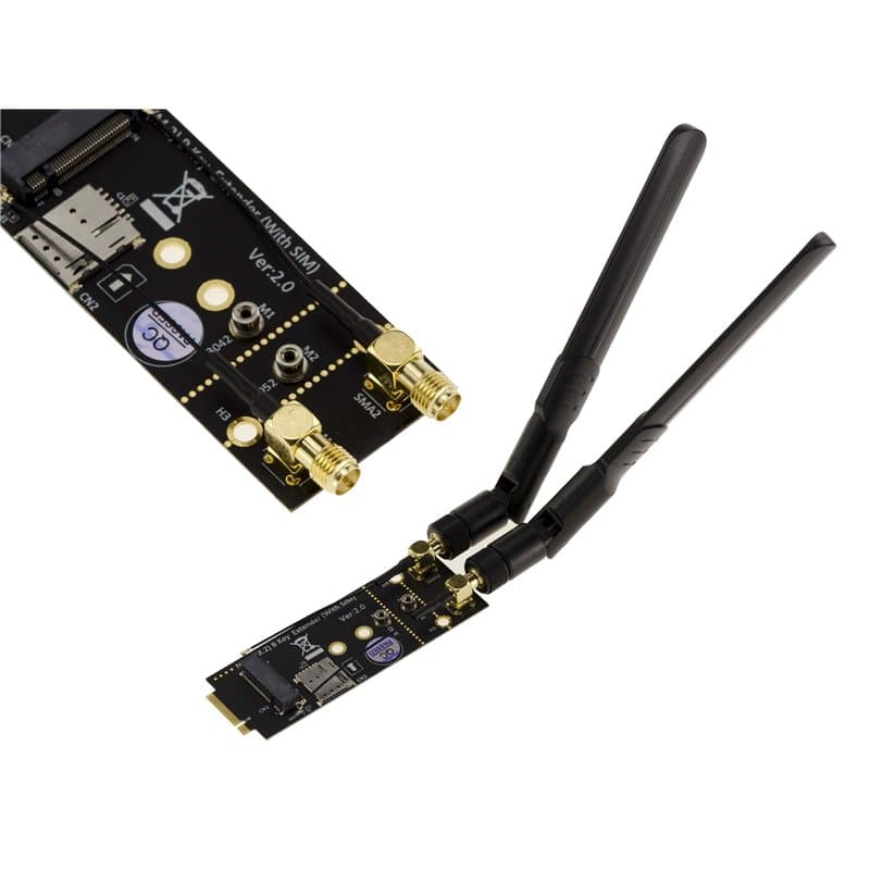 KALEA-INFORMATIQUE Adaptateur Extender M2 Bkey + SIM vers M.2 B Key pour Carte Module 3G 4G 5G, avec 2 antennes