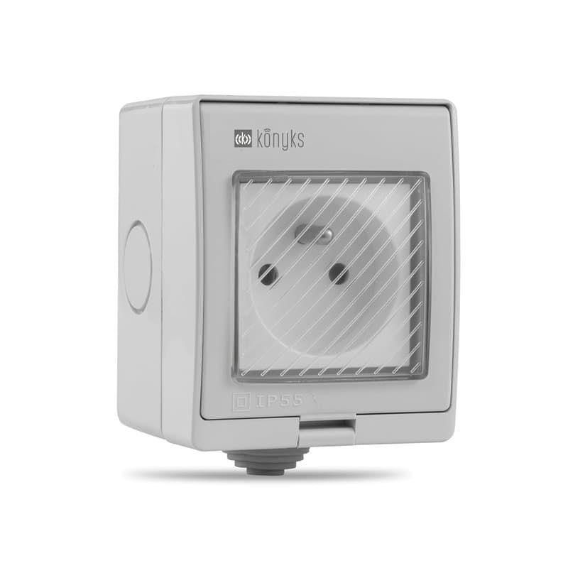 Konyks Pluviose FR Prise extérieure WiFi, Étanchéité IP55, compatible Smartlife et Tuya, Amazon Alexa et Google Home