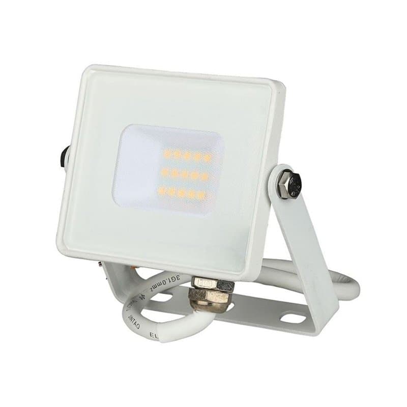 V-TAC 429 Projecteur 10W sécurité extérieur étanche avec Verre Gris Corps Blanc Samsung LED IP65 6400K 800 lumens, Die Cast Alum
