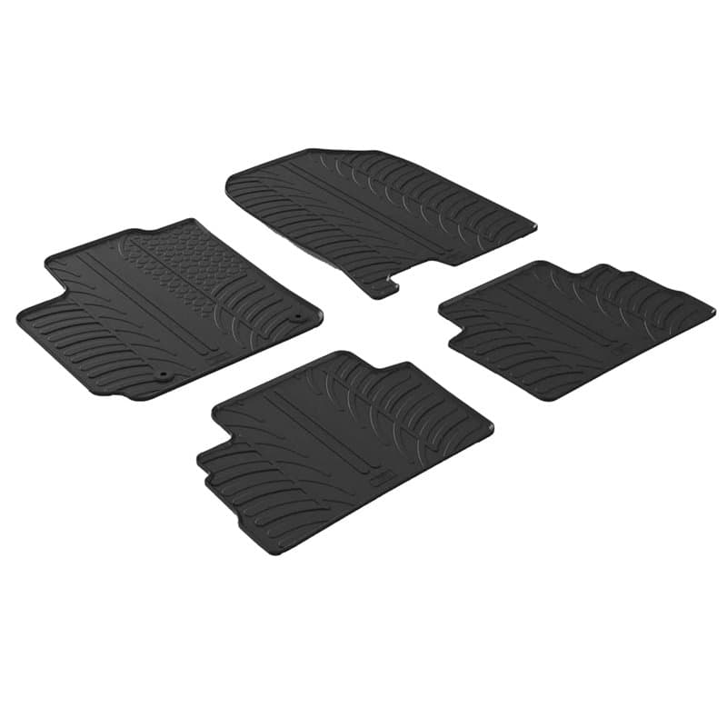Gledring Set tapis de caoutchouc compatible avec Hyundai Kona 7/2017- excl. Hybrid/EV (T profil 4-pièces + clips de montage), No