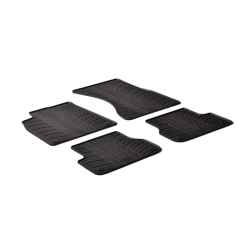 Set tapis de caoutchouc compatible avec Audi A7 2010-2018 / A6 2011-2018 (T profil 4-pièces + clips de montage)
