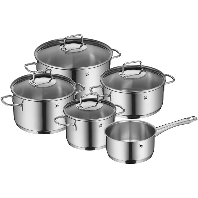 WMF Astoria 780556040 Ensemble de casseroles 5 pièces, Poêle haute avec couvercle (16/20/24), Poêle basse avec couvercle (20 cm)