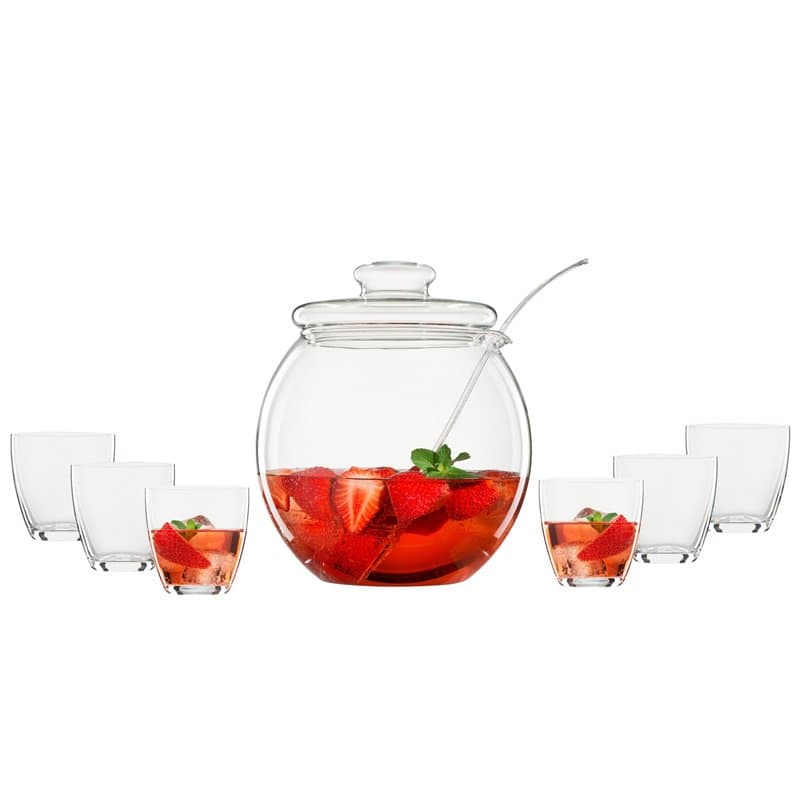 Bohemia Cristal 093 006 146 Service de Punch 9 pièces, 1 saladier à Punch env. 4,5 litres avec Couvercle en Verre Borosilicate r