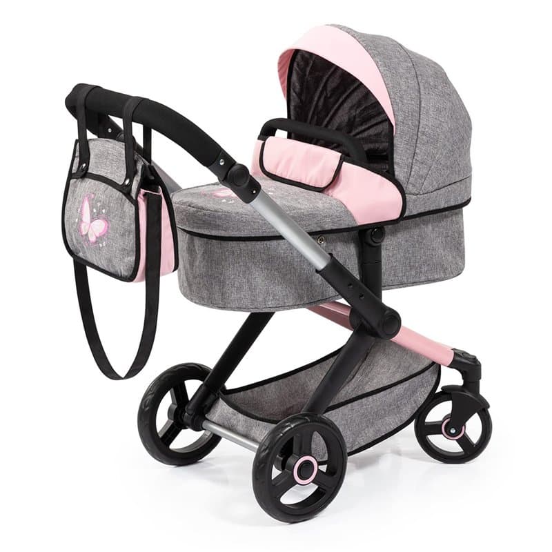 Bayer Design 17033AA Landau pour poupée Xeo, Poussette pour Poupon, réglable en Hauteur, poignée réversible, Convertible, Sac