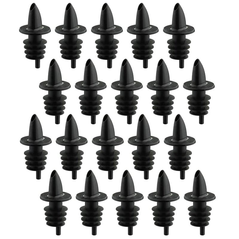 Westmark 20 Becs Verseurs à Spiritueux/Vinaigre/Huile pour Bouteilles, Doseur avec Tube d'air, Bouchon plastique, Jet-Pour, Noir