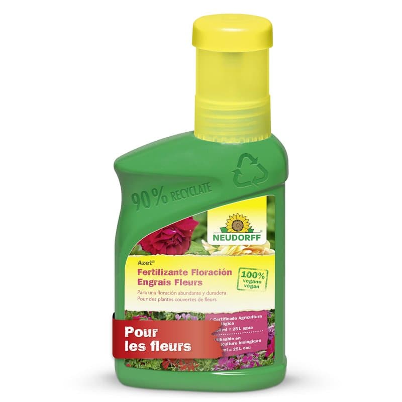 Neudorff Azet Engrais Fleurs – Engrais liquide 100% vegan qui stimule une floraison abondante des géraniums et autres fleurs, 25
