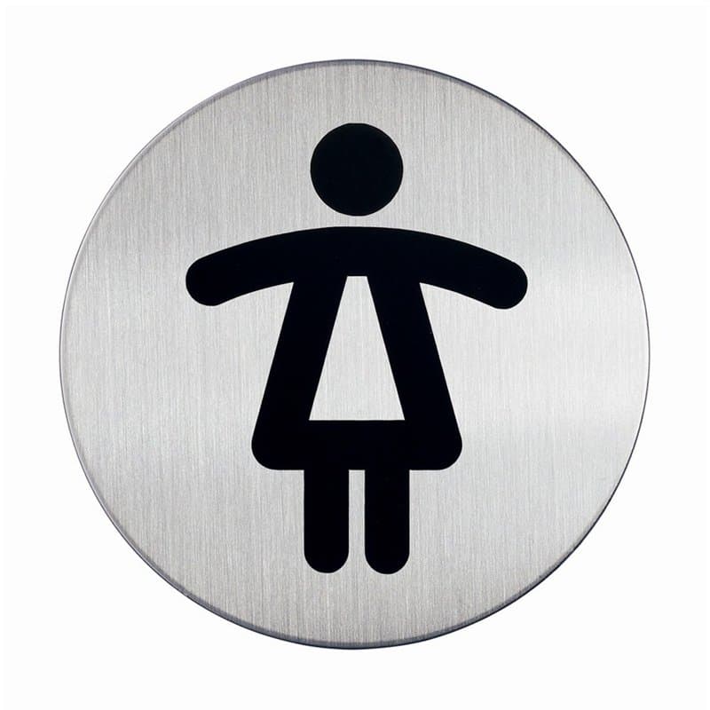 Durable 490423 Picto Étiquette de Porte Ronde (Wc Femmes, 83 mm) Argent Métallique