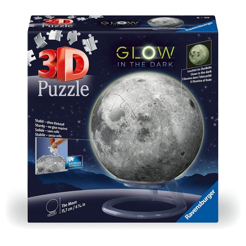 Ravensburger - 3D Puzzle Ball Moon Glow in the Dark, 72pcs. 115860