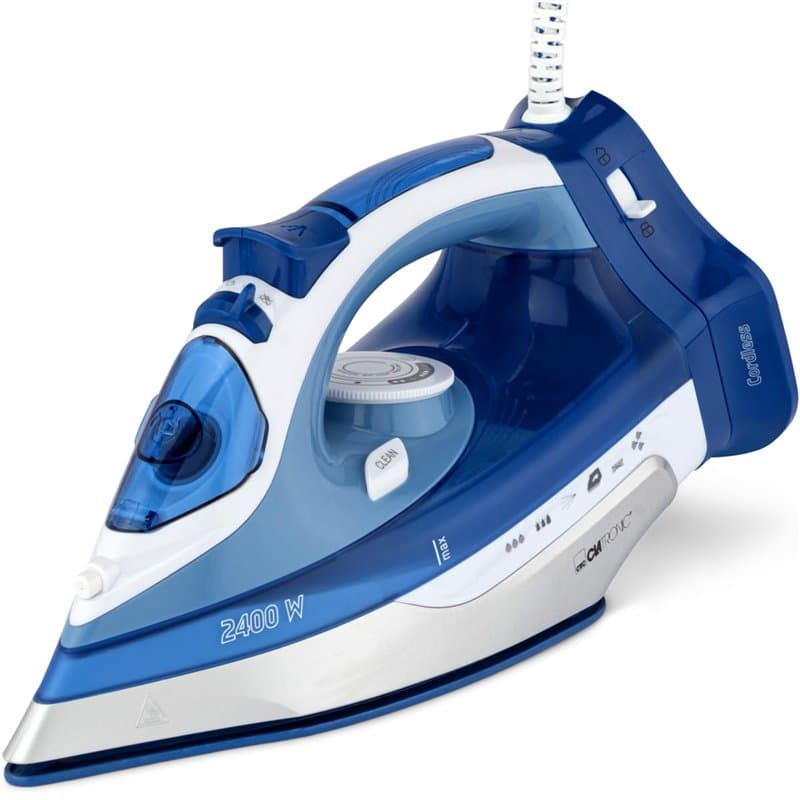 Clatronic 263858, DB 3706, Fer à Repasser Centrale Vapeur, 7 Fonctions avec Semelle spéciale en Acier Inoxydable, 1800 Watts, ré