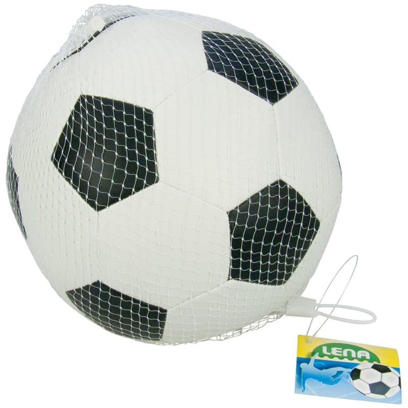 Lena- Soft Football Noir Blanc, env. 18 cm, Souple Bain, élastique, Mousse résistante, Balle de Jeu pour Enfants à partir de 12