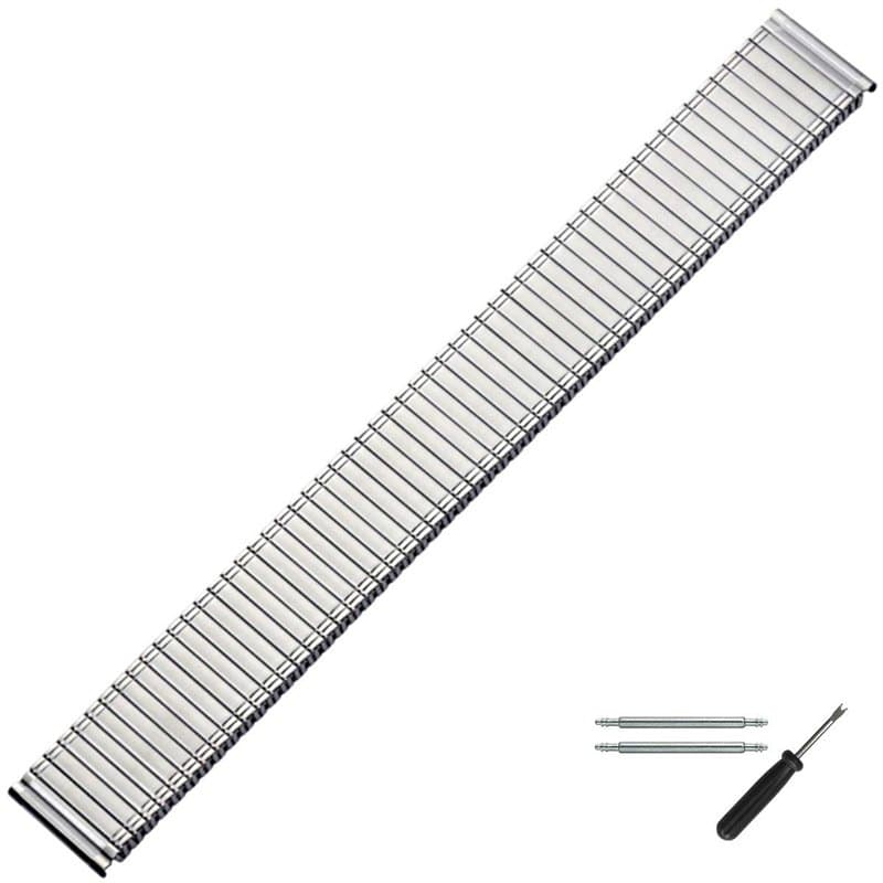 MARBURGER Bracelet de montre 18 mm en acier inoxydable argenté XL - Kit de montage sur outils 86601300020, Classique, fixe, clas