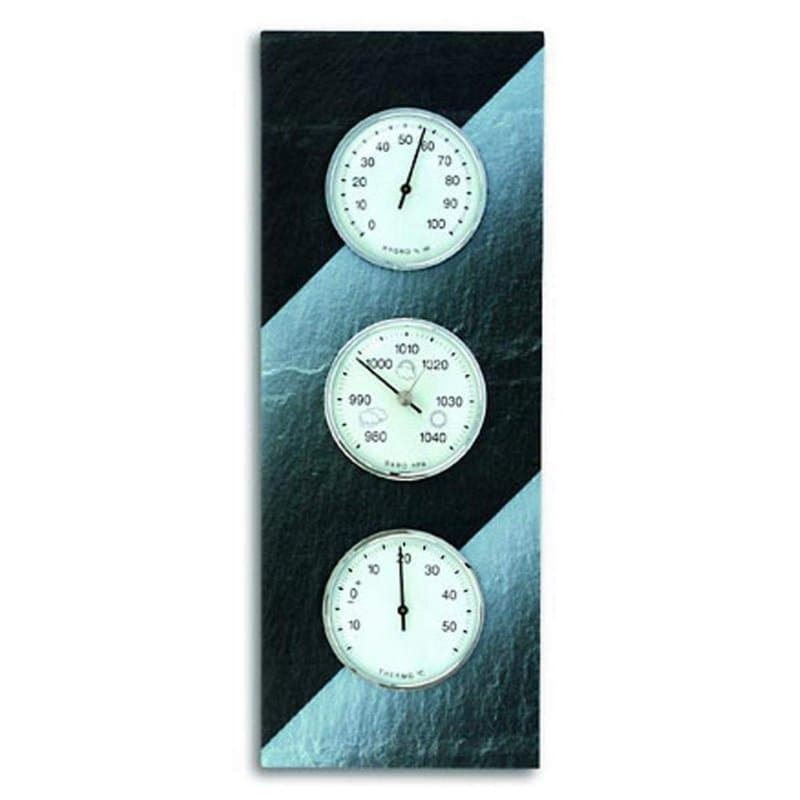 TFA Dostmann 20.3018 Station météo analogique en Ardoise, baromètre, theromètre, hygromètre, L 140 x l 40 x H 370 mm