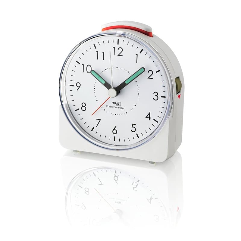 TFA Dostmann Réveil Radio analogique Sunrise, 60.1513.02, Mouvement d'horloge Silencieux, Alarme de réveil avec Fonction Snooze,