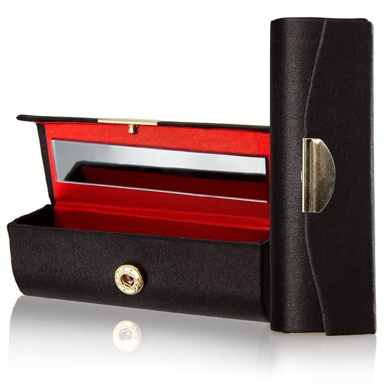 Fantasia Porte Rouge à lèvres Fermeture à pression Noir avec miroir L 8,7 cm x H 3 cm