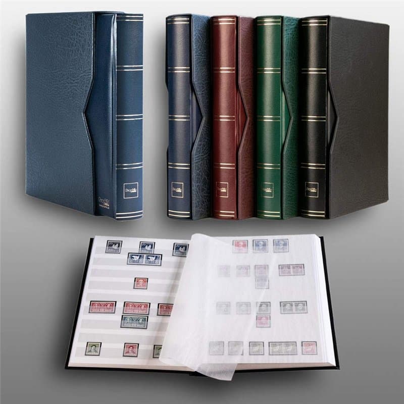 Prophila Album pour Timbres 60 Pages intérieur Blanc étui de Protection Bleu