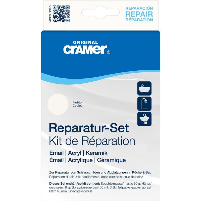 Kit de réparation Cramer 16080 en céramique, émail et acrylique, Blanc