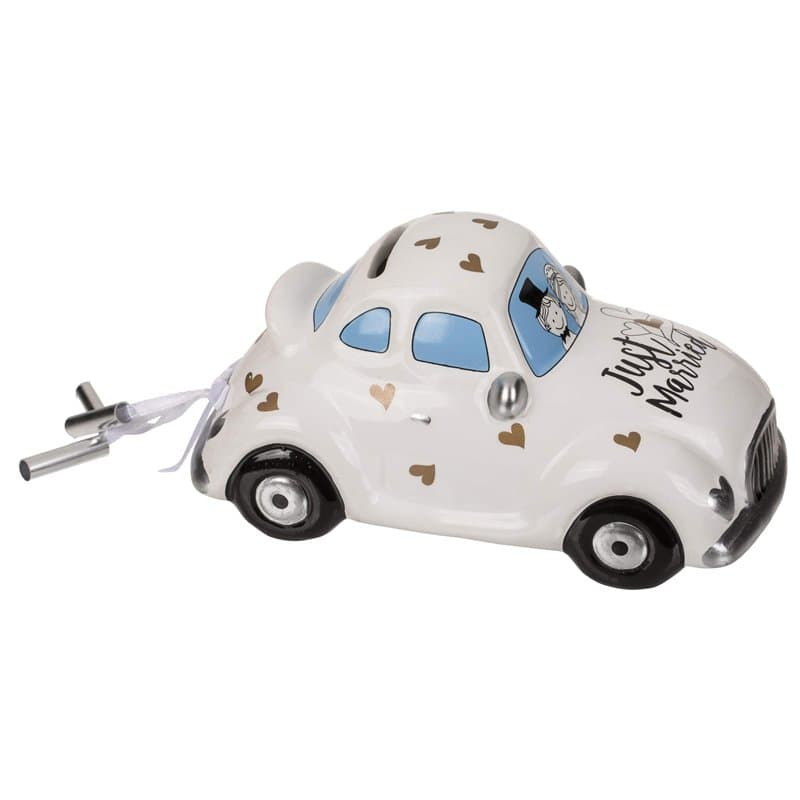 Out of the blue Tirelire Voiture de Mariage en Céramique avec Serrure/Dimensions : 8 x 14,5 x 6,5 cm
