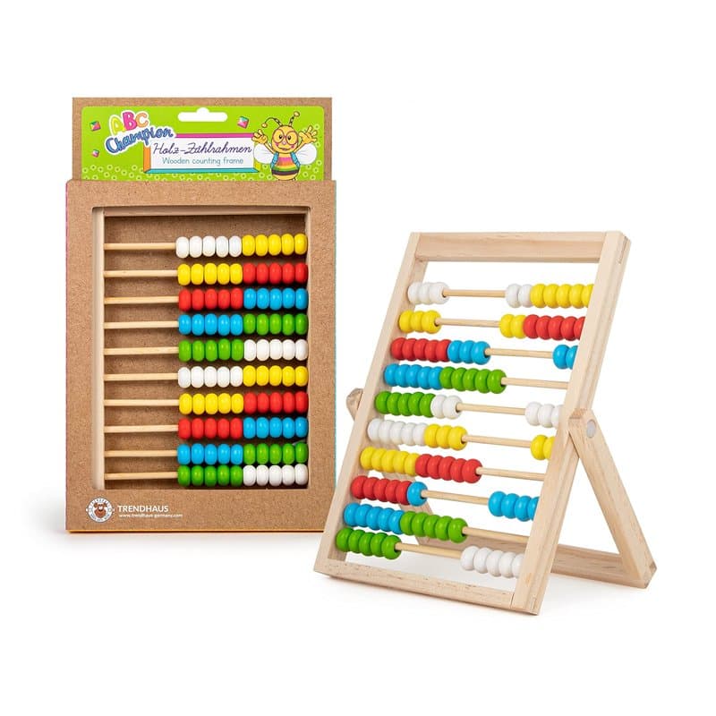 TRENDHAUS ABC Champions 956477 Cadre de comptage en Bois avec 100 curseurs à calcul pour l'école Primaire