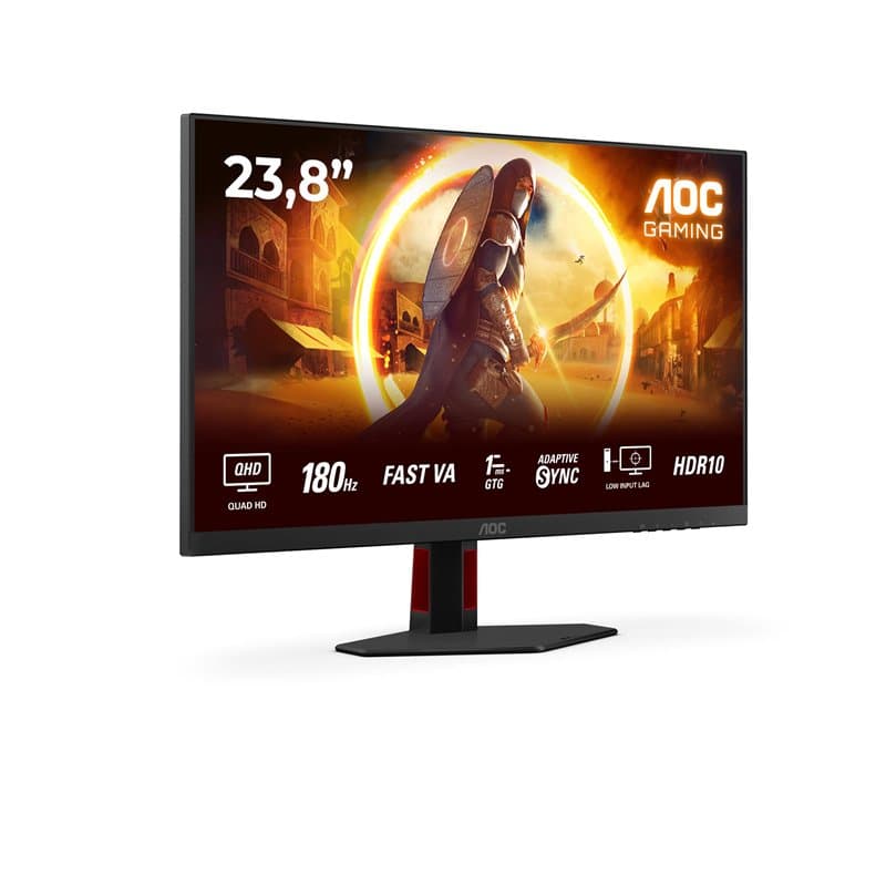 AOC Gaming Q24G2A - Moniteur Quad HD 24 Pouces, 180 Hz, 1 ms, comp. G-Sync, HDR10 (2560x1440, 2X HDMI 2.0, 1x DisplayPort 1.4) N