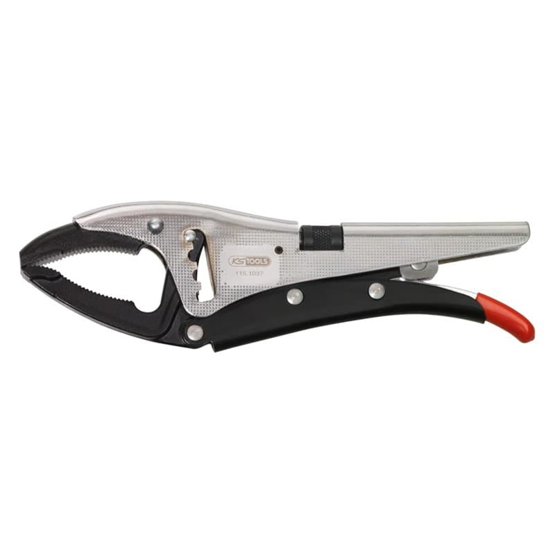 KS TOOLS - 115.1037 - Pince étau à crémaillère bec long 0-85 mm, L.250 mm - Mâchoires dentées acier forgé - Molette de réglage d
