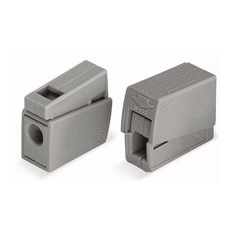 Wago 224-101 - Lot de 25 Bornes de Lampe et de Douille - Borne de Connexion Enfichable - 2 Voies - Jusqu'à 2,5 mm² - Gris